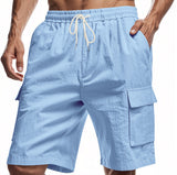 Men's Loose Sports and Leisure Linen Shorts | Solid Color Drawstring Casual Shorts