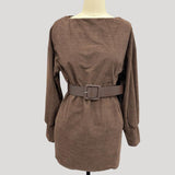 Brown Belted Bodycon Mini Dress