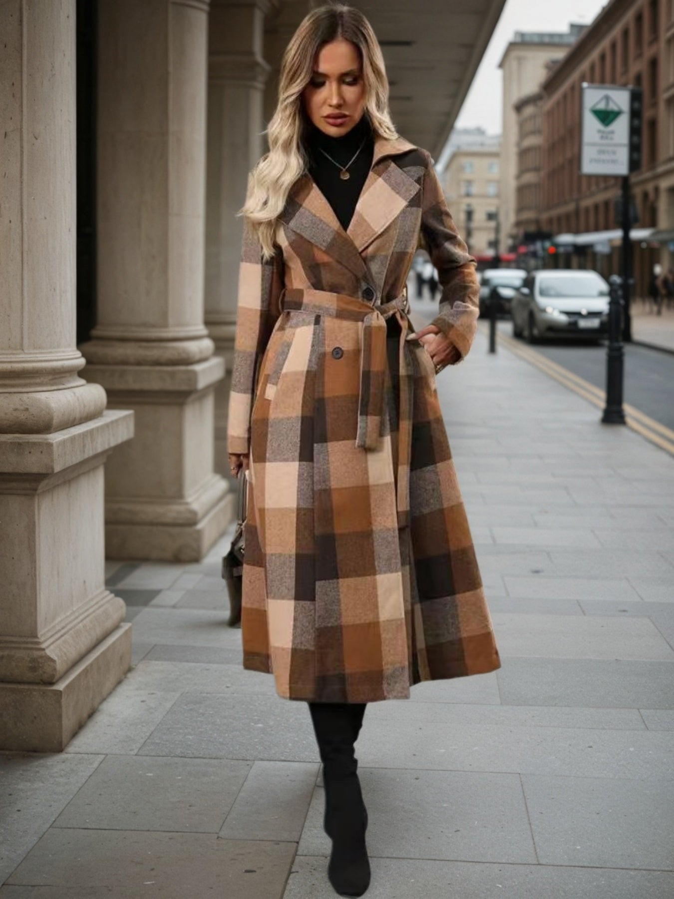 Lapel Wool Double-Breasted Coat