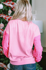 Valentine’s Day Sequin Heart Long Sleeve Sweatshirt-2