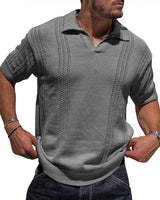 Knitted V-Neck Polo Tee