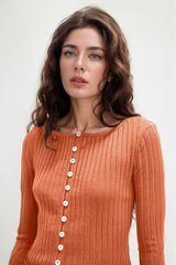 Basic Bae Texture Button Up Round Neck Long Sleeve Top-6