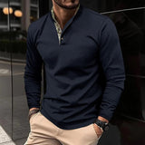 Men's Double Layer Lapel Polo Shirt | Fashion Waffle Long-Sleeved Top