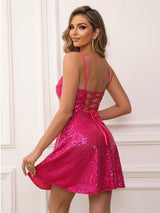 Sequin Tie Back Cami Dress-12