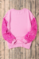 Valentine’s Day Sequin Heart Long Sleeve Sweatshirt-6