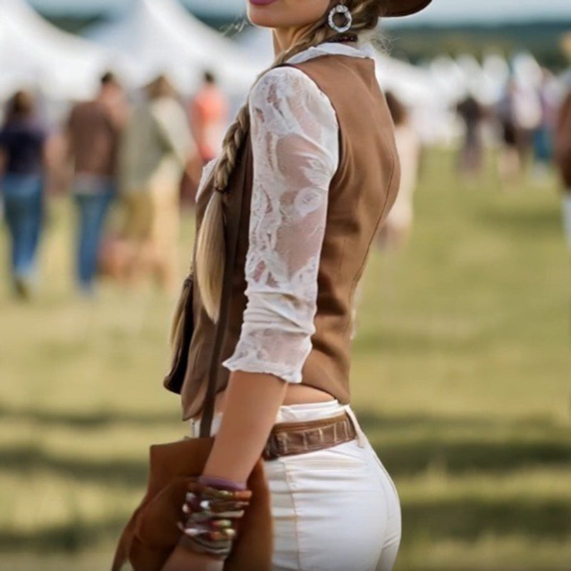 Lace Trim V-Neck Blouse Elegance