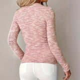 V-Neck Slim Fit Zipper Blouse