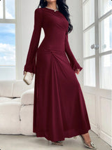 New Trumpet Sleeve Slim-fit Elegant High-elasticity Fashionable Dress