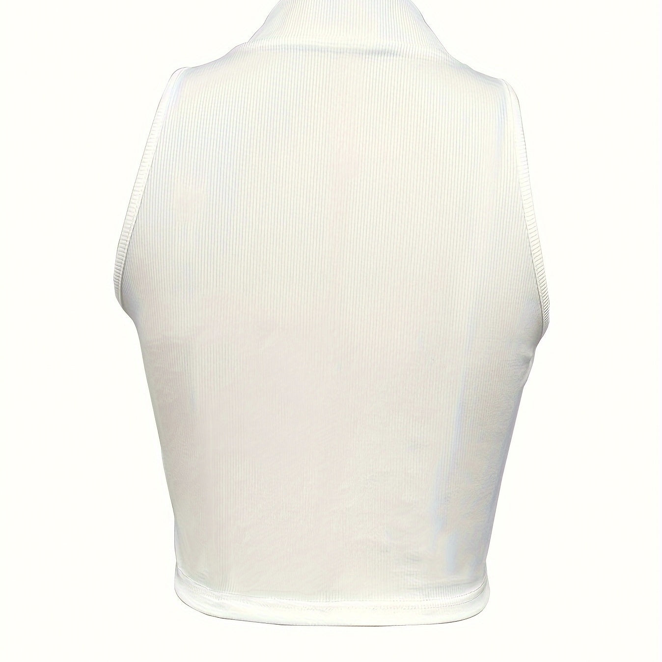 Women's V-Neck Ribbed Knit Camisole Vest with Short Zipper Design – Stylish & Versatile