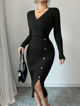 French Waist-tight Mid-length Sheath Inner Wear Base Skinny Knit Dress
