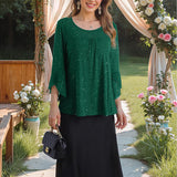 Ruffle Sparkle 3/4 Sleeve Top
