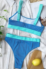 Color Block Scoop Neck Bikini Set-11