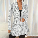 Plaid Double-Breasted Tweed Blazer