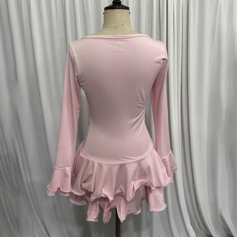 Irregular V-Neck Flare Mini Dress