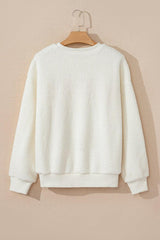 HOWDY Patched Round Neck Sherpa Sweatshirt-6