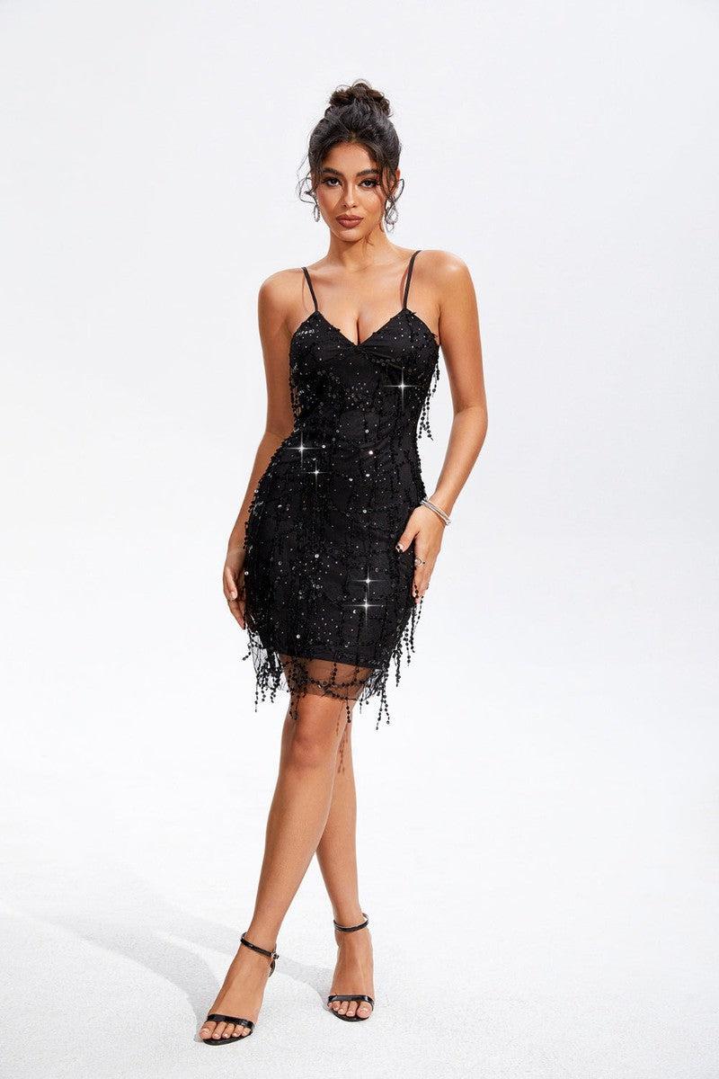 Sequin V-Neck Wrap Cami Dress-8