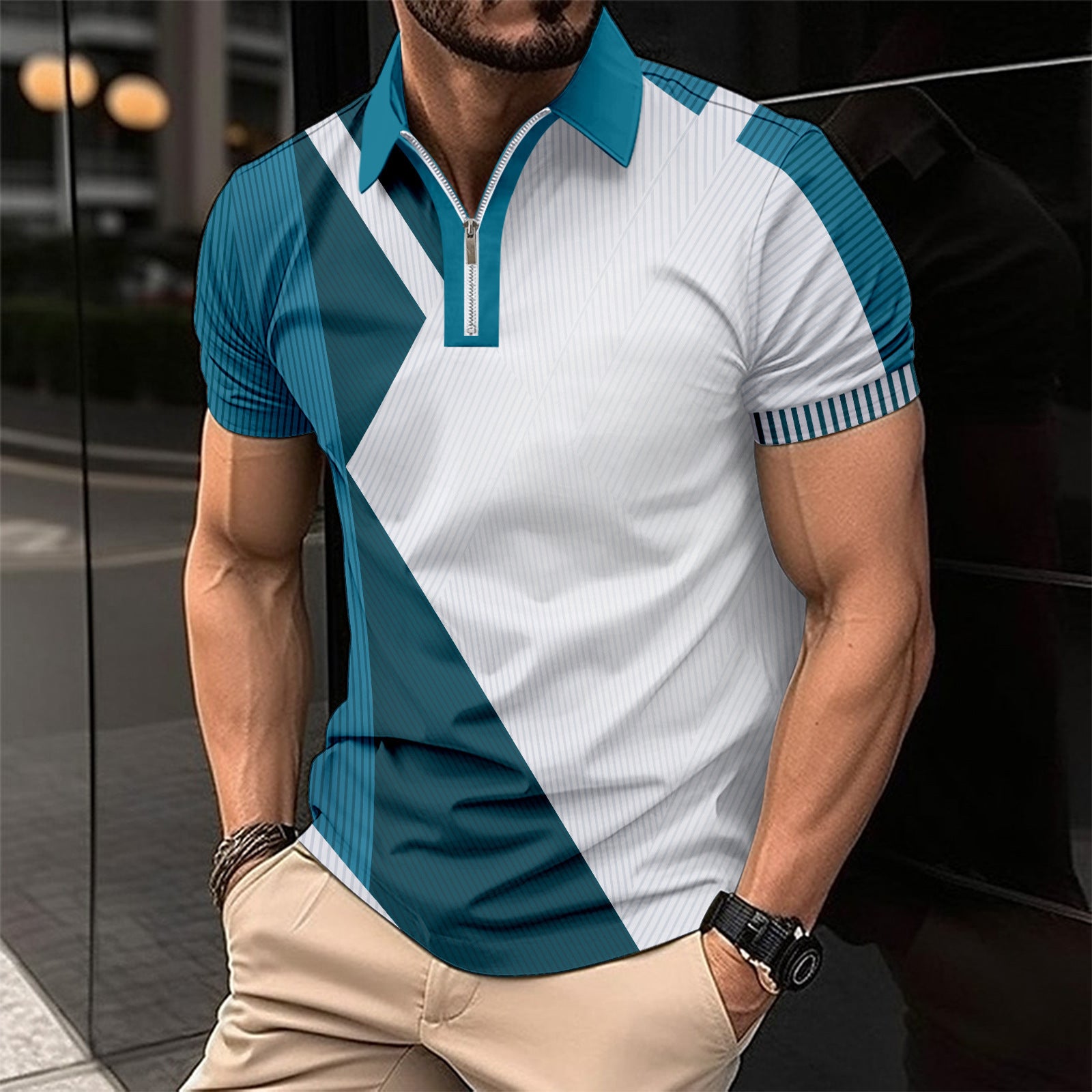 Men's Printed Polo Shirt – Slim Fit & Stylish