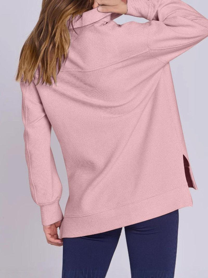 ฺHigh-Low Quarter Zip Long Sleeve Sweatshirt-20