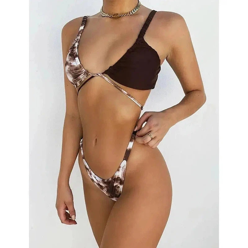 European And American Style Split Swimsuit Bikini-Brown-2