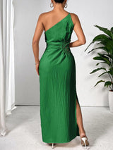 Honey Slit One Shoulder Sleeveless Maxi Dress-10