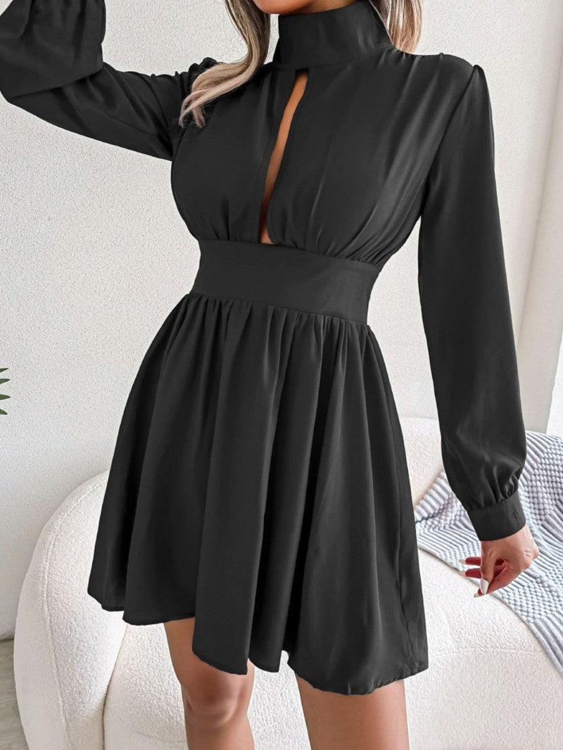 Cutout Turtleneck A-Line Mini Dress-9