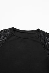 Lace Detail Round Neck Lantern Sleeve Top-10