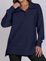 ฺHigh-Low Quarter Zip Long Sleeve Sweatshirt-13