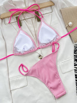 Ribbed Tie Back Bikini Set-9