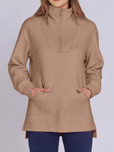 ฺHigh-Low Quarter Zip Long Sleeve Sweatshirt-11