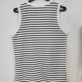 Ladies' Black and White Striped V-Neck Tank Top – Sleeveless and Stylish for Everyday Wear