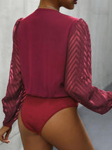 Perfee Ruched Surplice Long Sleeve Bodysuit-11