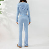 2pcs Knitted Hooded Suits Women's Long-sleeved Cardigan And-5