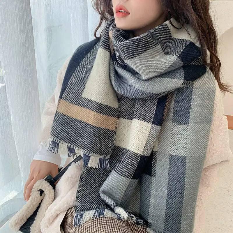 Cozy Plaid Scarf | Winter Chic Accessory-Grey-6