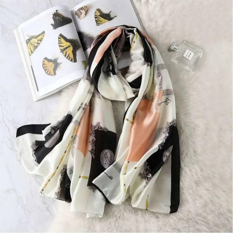 All-in-one Sunscreen Shawl Travel Silk Scarf Women's Beach-14