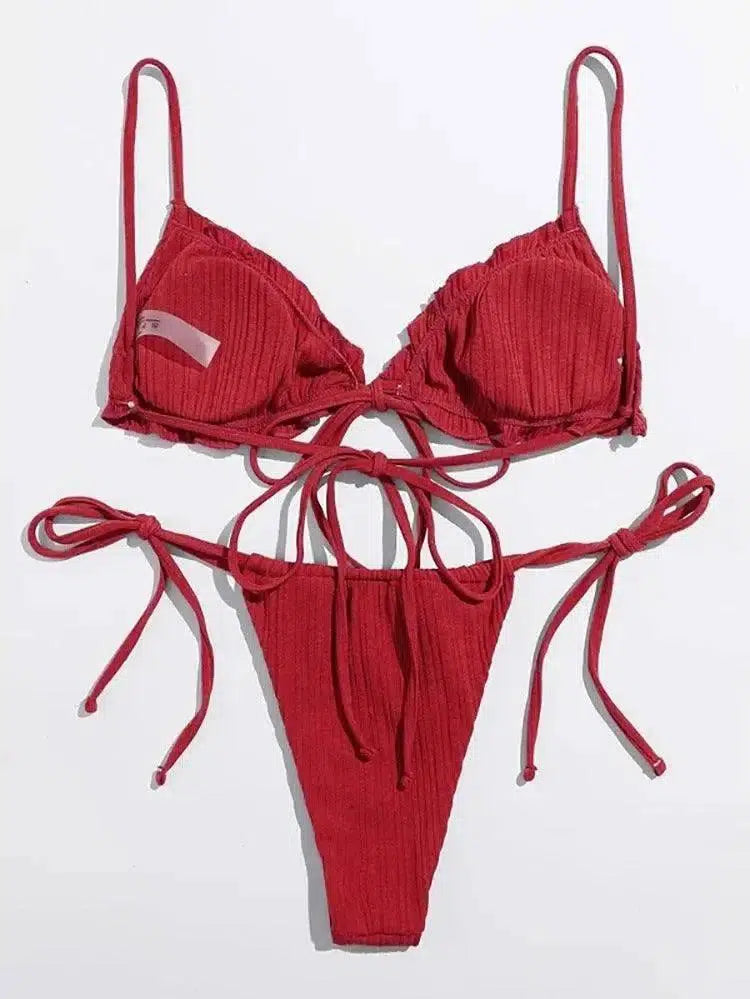 Bikini Swimsuit European And American Triangle Bag-Red-4