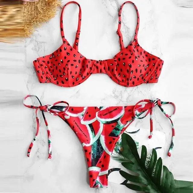 Bikini Swimwear Women Push Up Swimsuit-RedredB-17