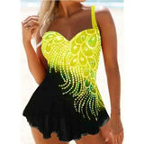 Bikini, Tube Top, Diamond And Feather Contrast Color-Yellow-2