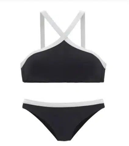 Black and white stitching bikini-2