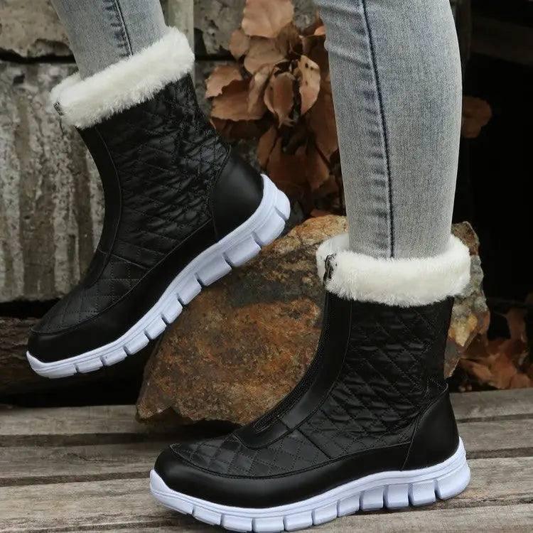 Black Boots For Women Shoes Winter Push Warm Combat Boots-4