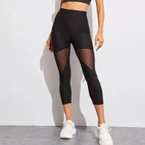 Black Patchwork Mesh Leggings Women's Jeggings Legins Women-Black-7