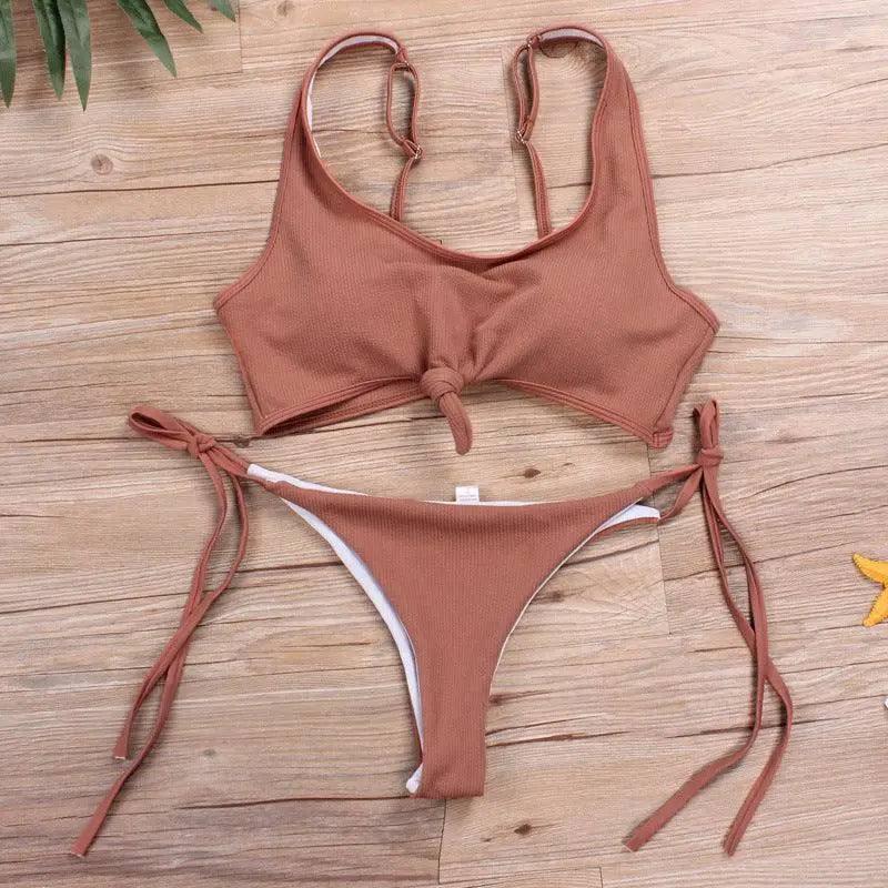 Bound Bandage Bikini Split Swimsuit-S-8