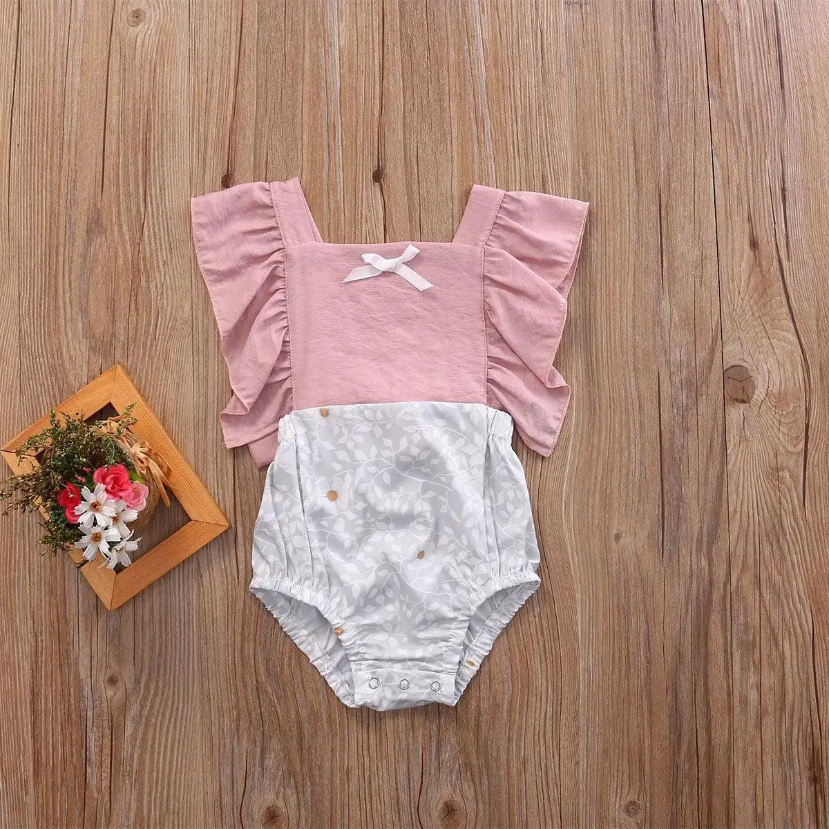 LOVEMI - Camellia Ruffles Romper Infant Baby Girls Floral Patchwork