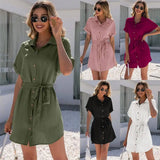 Casual Loose Single Breasted Shirt Dress Top Women's-1