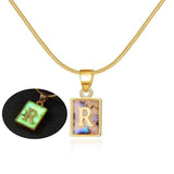 26 Letter Square Necklace Colorful Shell Luminous Pendant Chain Necklace For Women Temperament Ladies Jewelry-10