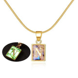 26 Letter Square Necklace Colorful Shell Luminous Pendant Chain Necklace For Women Temperament Ladies Jewelry-22