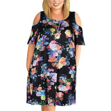 Chic Cold Shoulder Dress | Trendy Plus-Size Fashion-colorful rose-7