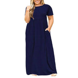 Chic Floral Maxi Dress for Summer Elegance-solid navy-7