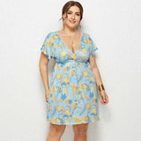 2022 Summer Oversized Dress Women Plus Size Floral Print Dress Ladies Large Size Short Party Dress For Women 3XL 4XL-06-12