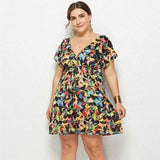 2022 Summer Oversized Dress Women Plus Size Floral Print Dress Ladies Large Size Short Party Dress For Women 3XL 4XL-6