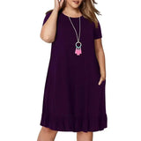 Woman dress Loose solid ruffles-deep purple-6